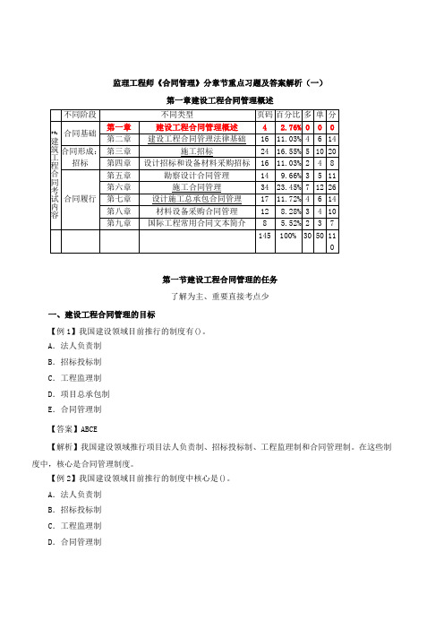 监理工程师《合同管理》分章节重点习题及答案解析(一)