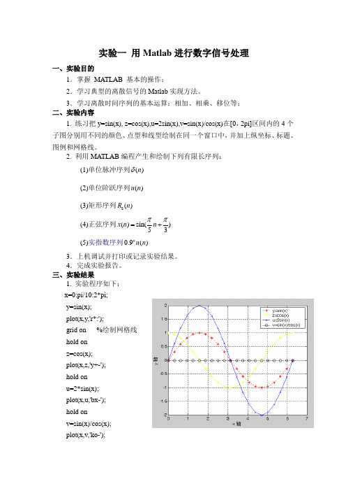 《数字信号处理》实验及代码