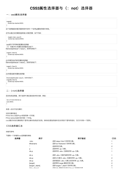 CSS3属性选择器与（：not）选择器