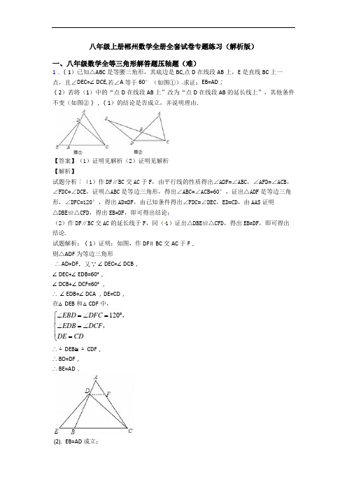 八年级上册郴州数学全册全套试卷专题练习(解析版)