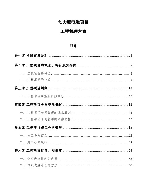 动力锂电池项目工程管理方案