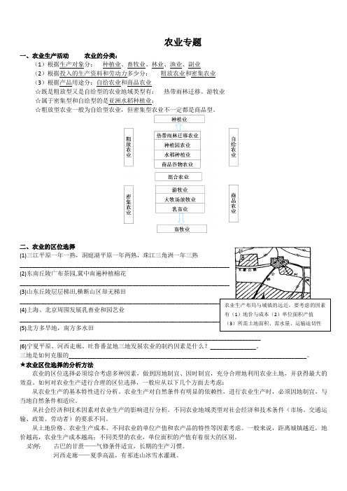 2020人教版高考地理复习专题之农业专题