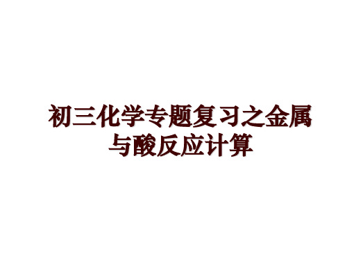 初三化学专题复习之金属与酸反应计算