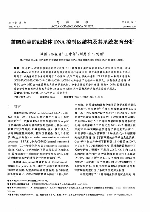 笛鲷鱼类的线粒体DNA控制区结构及其系统发育分析