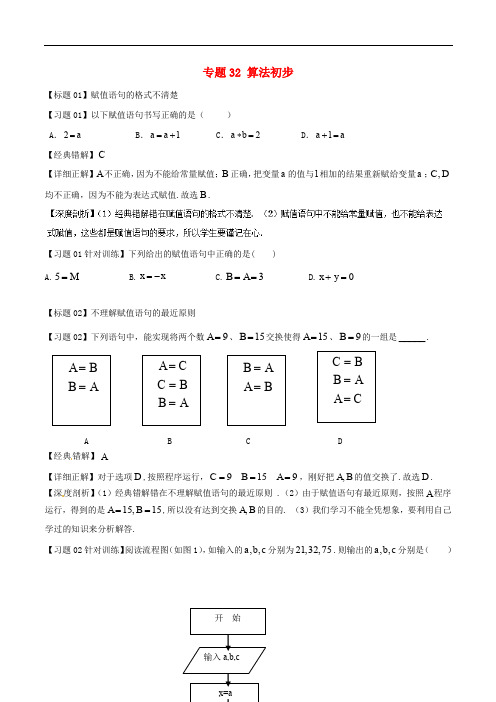 高考数学 经典错题深度剖析及针对训练 专题32 算法初步