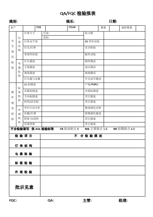 QA-FQC检验报表