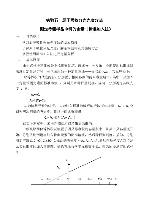 实验五  原子吸收分光光度分法测定待测样品中铜的含量