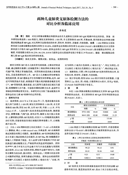 两种儿童肺炎支原体检测方法的对比分析及临床应用