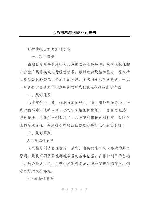 可行性报告和商业计划书