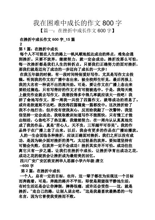 成长作文之我在困难中成长的作文800字