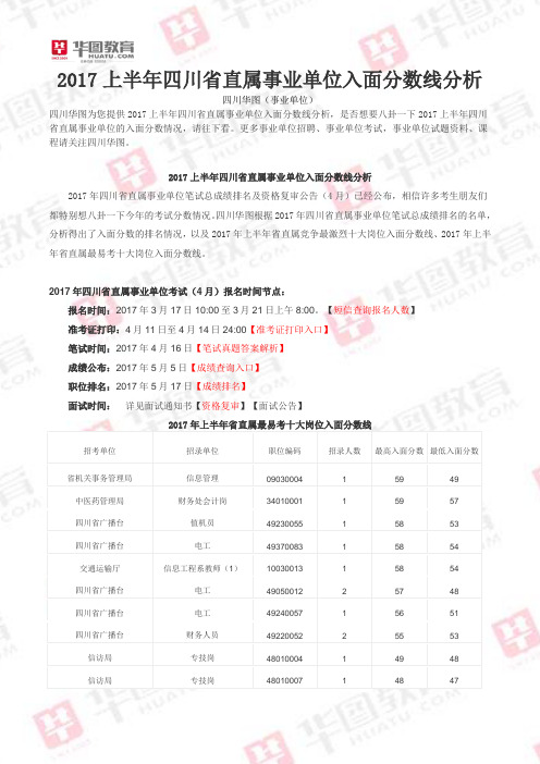 2017上半年四川省直属事业单位入面分数线分析