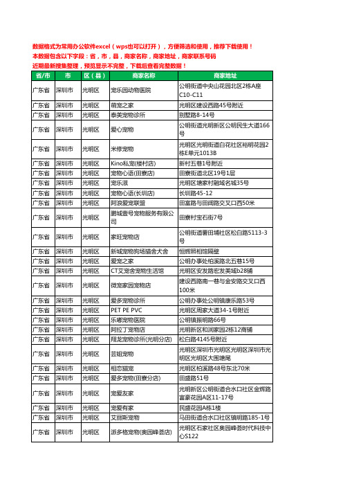 2020新版广东省深圳市光明区宠物工商企业公司商家名录名单联系电话号码地址大全44家