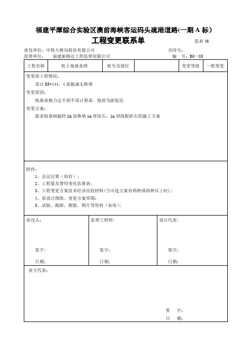 市政工程变更格式【范本模板】