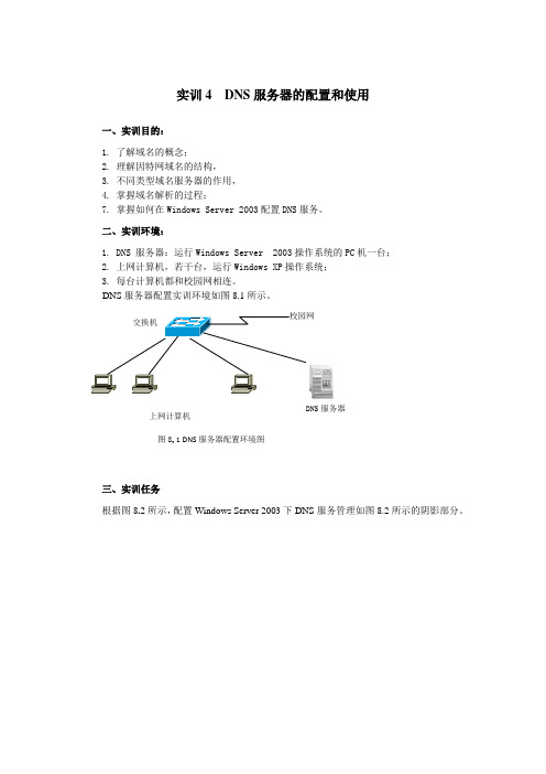 实训四：(2)DNS服务器的配置和使用