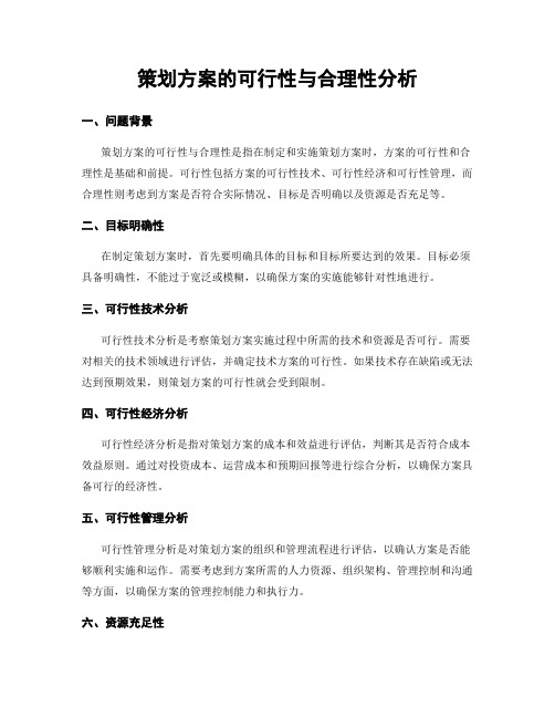 策划方案的可行性与合理性分析