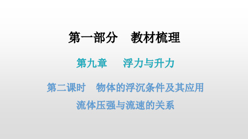 2021年广东中考粤教版物理第九章浮力与升力第二课时 物体的浮沉条件及其应用  流体压强与流速的关系