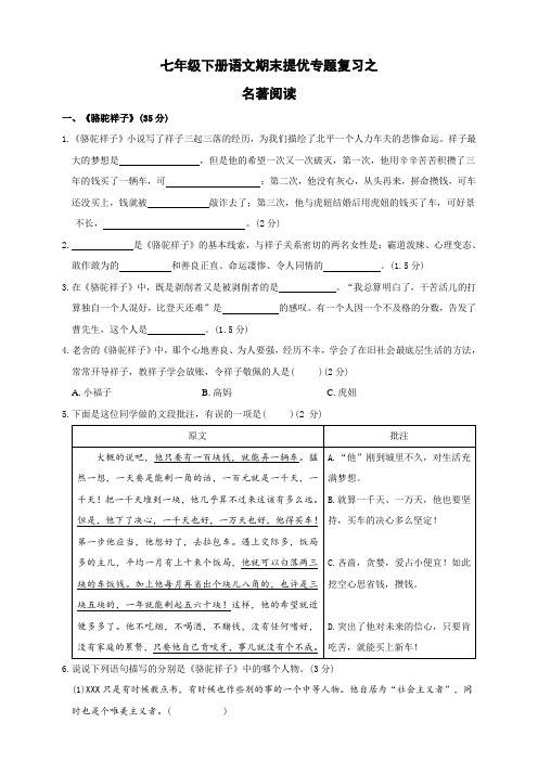 七年级语文下册_期末提优专题复习之名著阅读