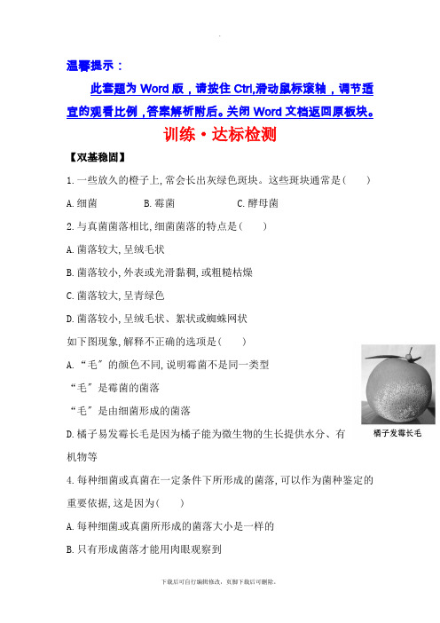 人教版生物八年级上册 5.4.1 细菌和真菌的分布 同步练习(1)