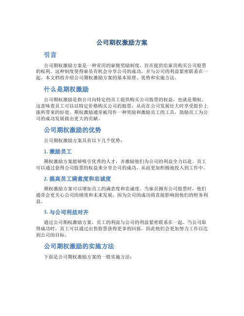 公司期权激励方案