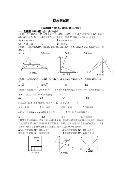 2013-2014年苏科版八年级数学上期末复习测试题含答案详解