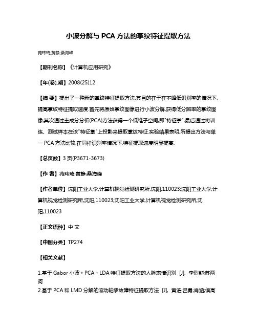 小波分解与PCA方法的掌纹特征提取方法