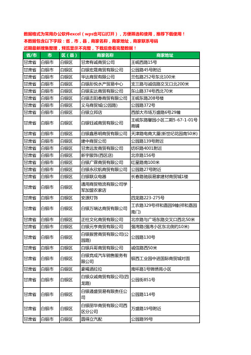 2020新版甘肃省白银市白银区贸易有限公司工商企业公司商家名录名单黄页联系电话号码地址大全149家