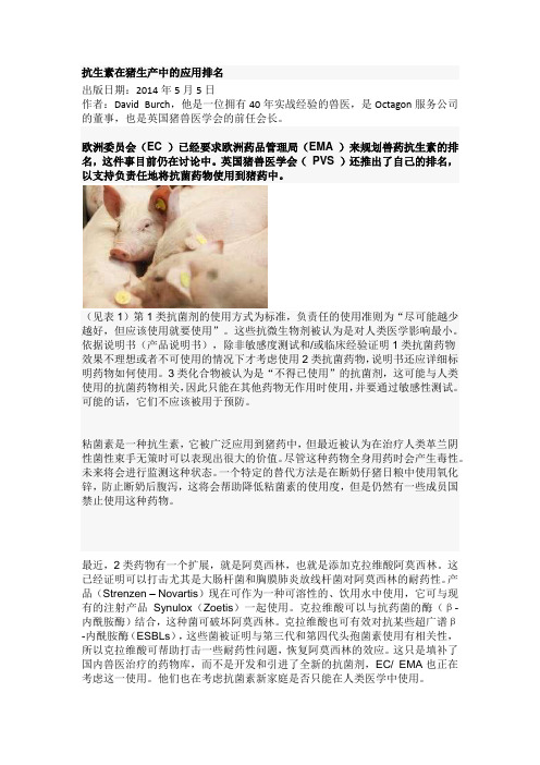 抗生素在猪生产中的应用排名