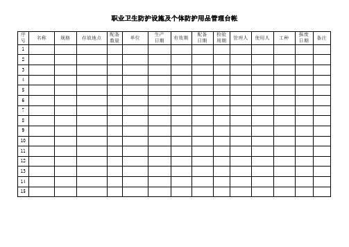 职业卫生防护器具及个体防护用品管理台帐