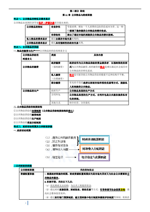 2017中级经济师-基础-第二部分-财政(11章-17章)要点