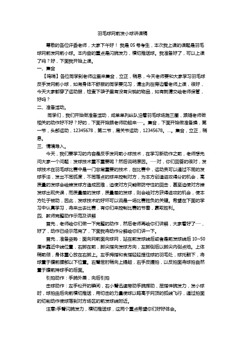 羽毛球网前发小球讲课稿