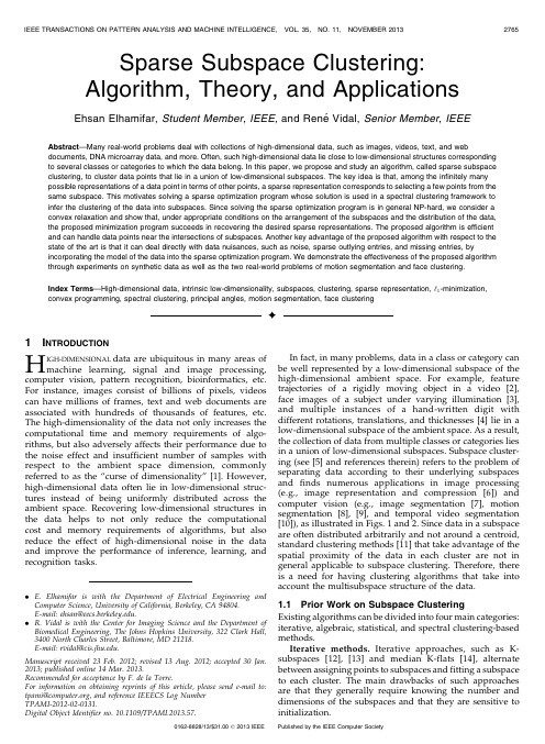 Sparse Subspace Clustering_ Algorithm, Theory, and Applications