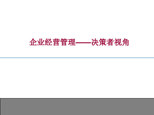 企业经营管理决策者视角