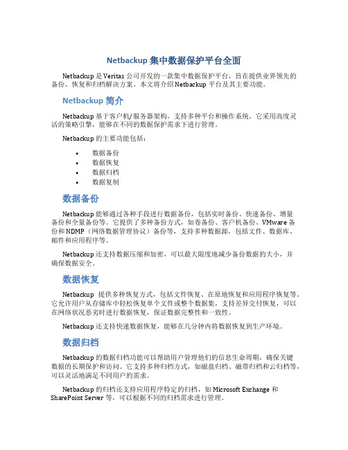 Netbackup 集中数据保护平台全面