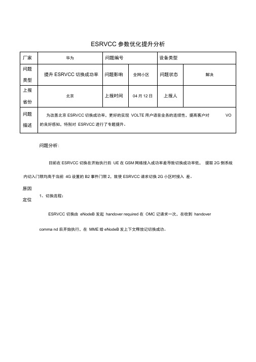 ESRVCC参数优化提升案例