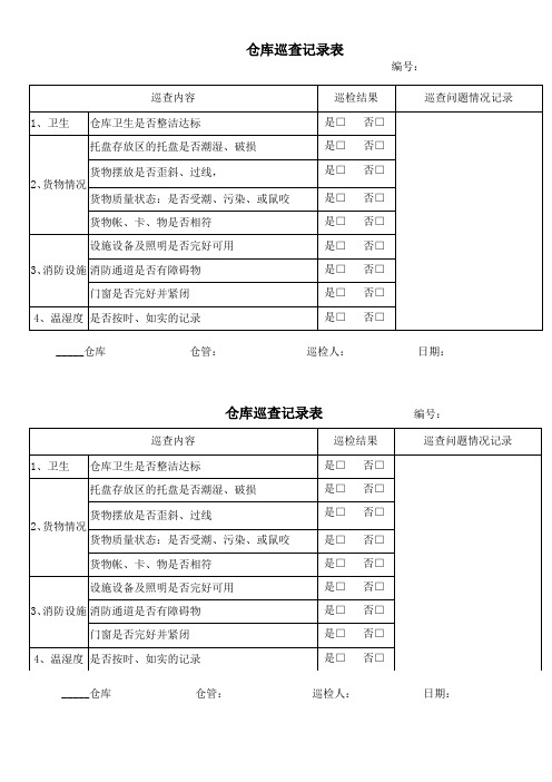 认证用仓库巡查记录表