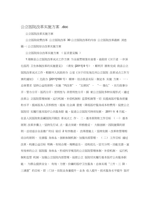 公立医院改革实施方案.doc