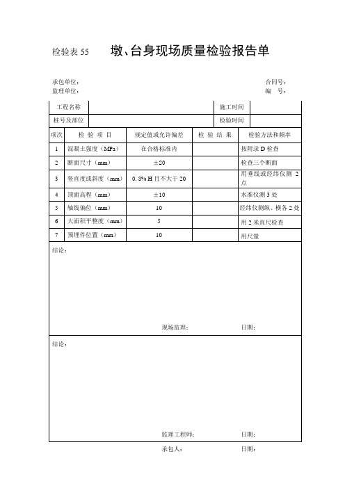 检验表55-墩、台身现场质量检验报告单