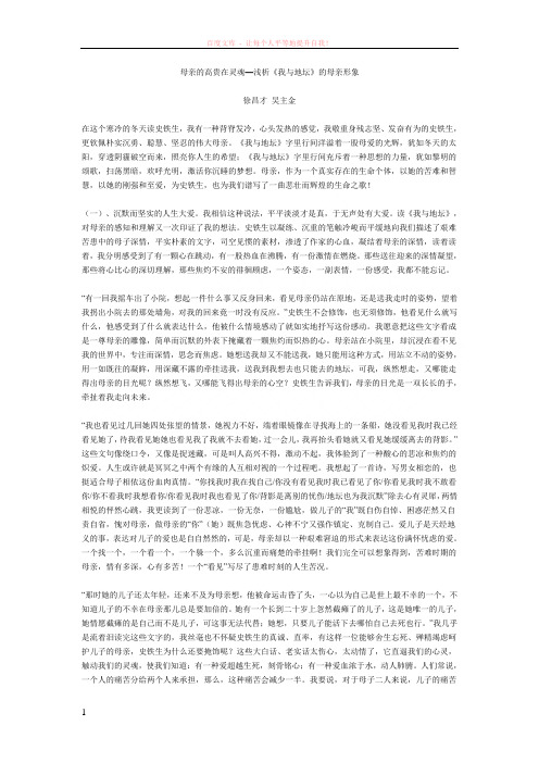 母亲的高贵在灵魂浅析我与地坛的母亲形象