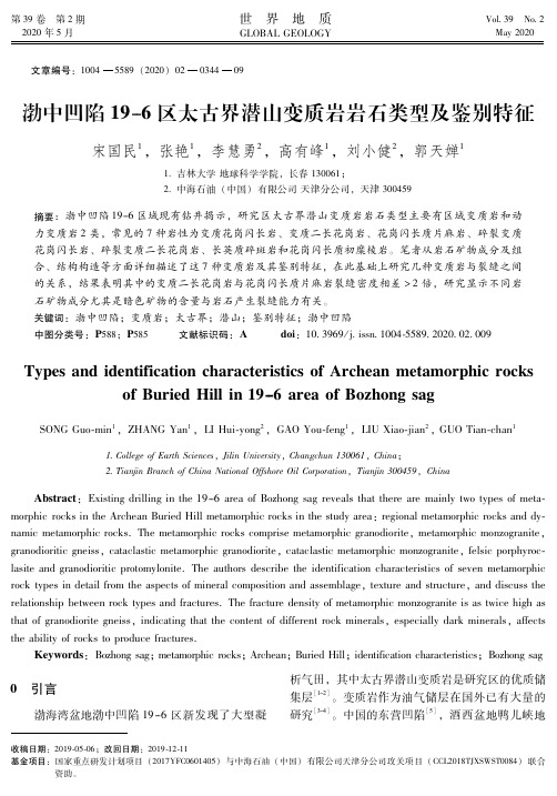 渤中凹陷19-6区太古界潜山变质岩岩石类型及鉴别特征