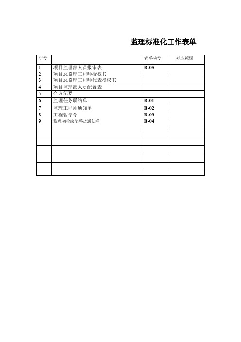 监理标准化工作表单