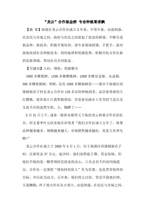 “龙云”合作架金桥 专业种植果香飘