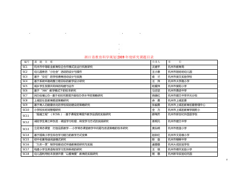 浙江省教浙江省教育科学规划2009年度研究课题目录