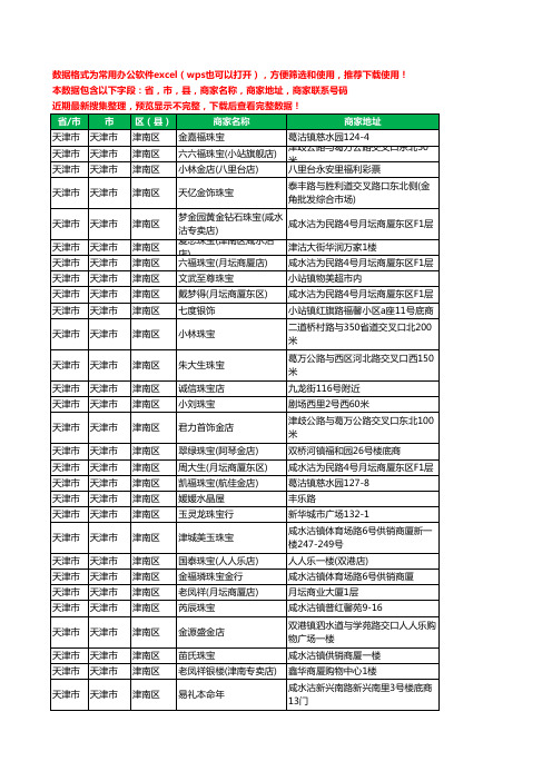 2020新版天津市天津市津南区珠宝工商企业公司商家名录名单黄页联系电话号码地址大全54家