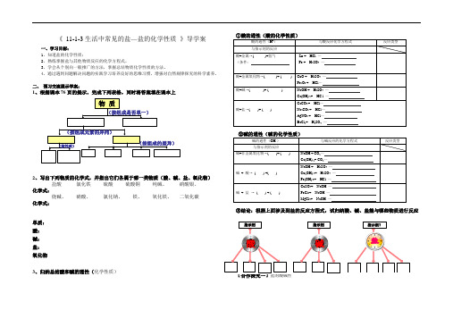 人教版九年级下册化学学案：11.1.3生活中常见的盐—盐的化学性质