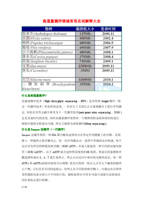 测序常用名词解释整理