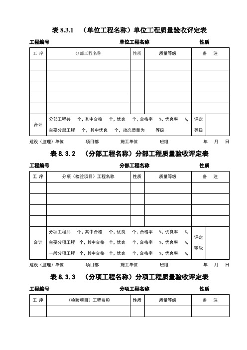 热控工程质量验收及评定记录-表格