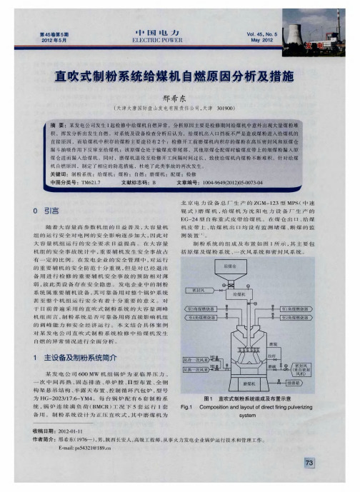 直吹式制粉系统给煤机自燃原因分析及措施