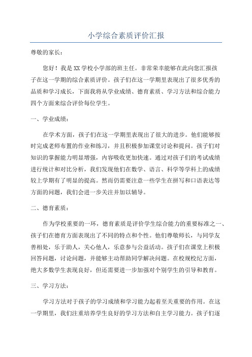 小学综合素质评价汇报