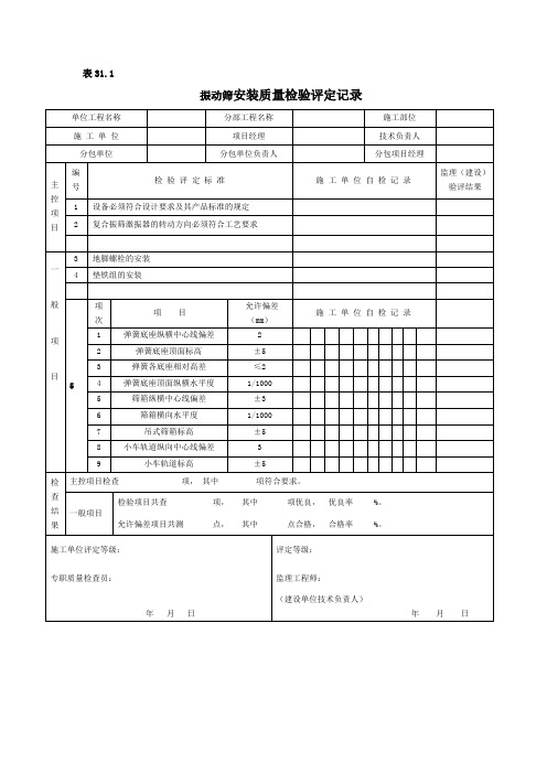 振动筛安装质量检验