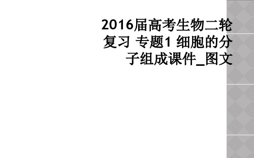 2016届高考生物二轮复习 专题1 细胞的分子组成课件图文